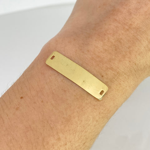 Herraje Placa Rectangular Oro amarillo 18k 1,1 Gr / 3 Cm  *