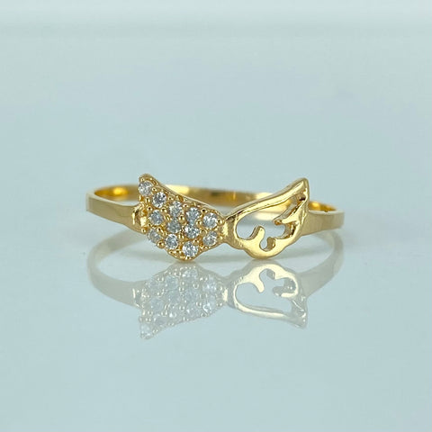 Anillo Alas Circones Blancos Oro amarillo 18k / Talla 6 1/2 / 1 Gr †