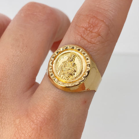Anillo Sello Virgen Del Carmen Oro amarillo / Talla 8 1/2 / 3,54 Gr †