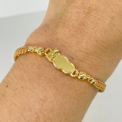 Pulsera tejida Placa Nube Angel Bebe / BD 8uni 5/3mm Hilo Beige Oro amarillo 1,22 Gr †