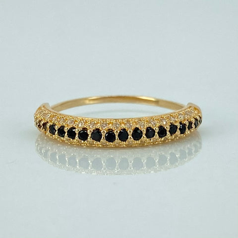 Anillo Churumbela Circones Blancos Negros Oro amarillo 18k / Talla 6 1/2 / 1,8 Gr *