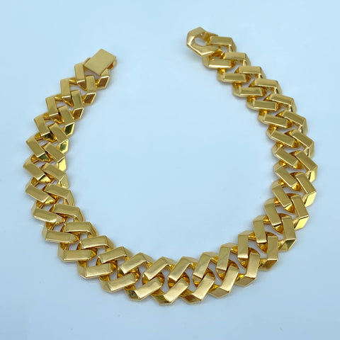 Pulso ● Cubano Oro amarillo 18k +3 / 20,4 Gr / 12 mm / 22 Cm *