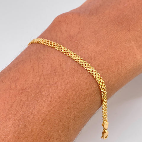 Pulso ● Chino Oro amarillo 18k +1 / 2,41 Gr / 3,2 mm / 19,2 Cm *