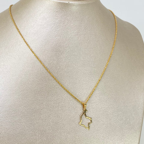 Set Cadena ● Lazo + Dije Mapa Oro amarillo 18k 1,95 Gr / 1,5 mm / 45 Cm
