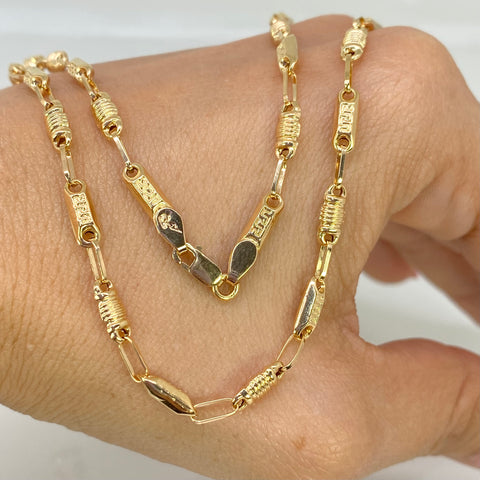 Cadena Rustica VS Cilindros Oro amarillo 18k 9,24 Gr / 3,6 mm / 61,5 Cm *