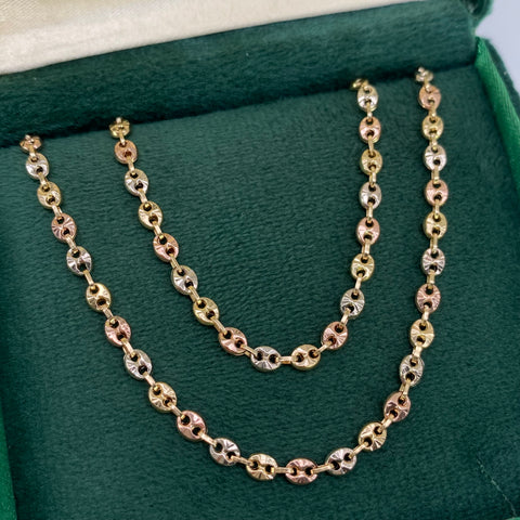 Cadena GC Diamantada Tres oros 18k 8,12 Gr / 3 mm / 50 Cm *