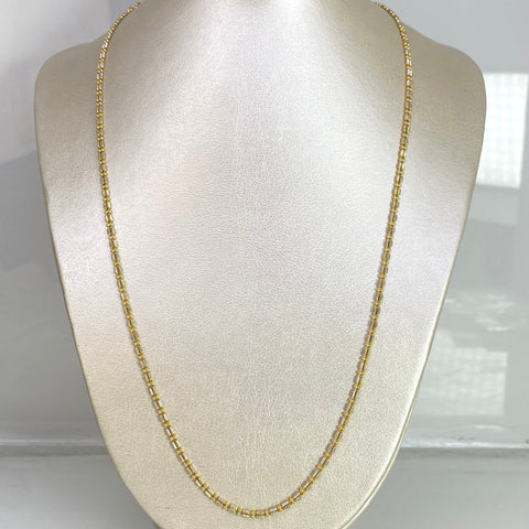 Cadena Italy Punto Cuadrado Oro amarillo y Oro blanco 18k +3 / 11,22 Gr / 2,6 mm / 60 Cm *
