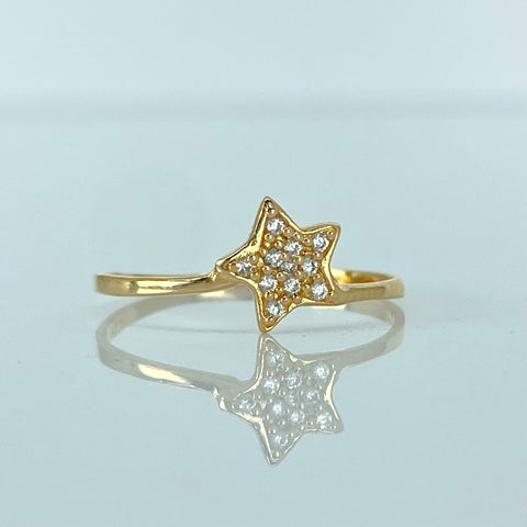 Anillo Estrella Circones Blancos Oro amarillo 18k / Talla 6 1/4 / 0,85 Gr
