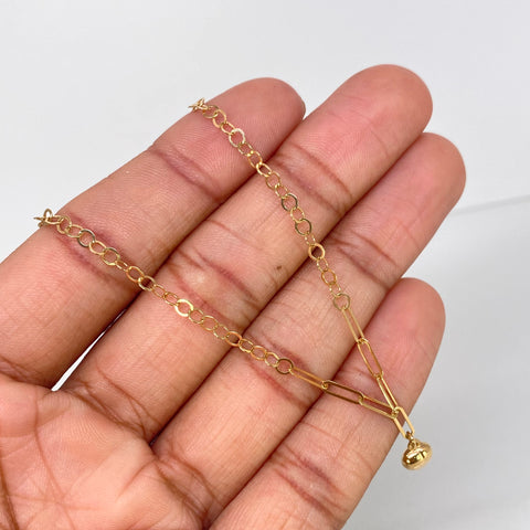 Pulso ● Aro Seguido Dije Corazon Oro amarillo 18k +1 / 2,35 Gr / 3 mm / 25 Cm †