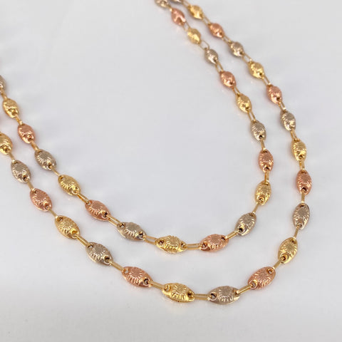 Cadena Rustico Eslabones Diamantados Tres oros 8,10 Gr / 4,2 mm / 60 Cm