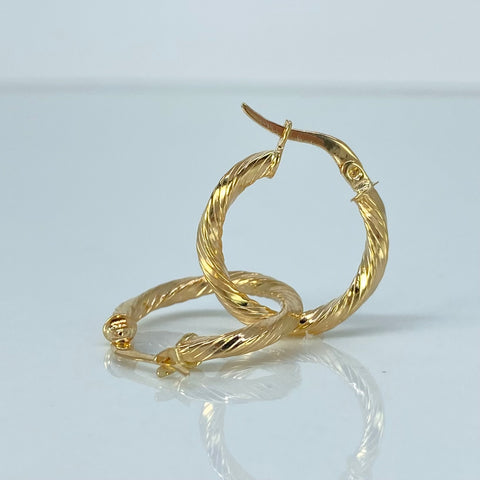 Candongas Entorchadas Lineas Oro amarillo 1,5 Gr / 2 Cm †