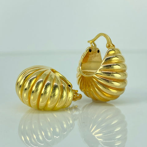 Candongas ● Rayadas Oro amarillo 18k +3 / 4,1 Gr / 2 Cm *