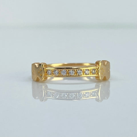 Anillo Circones Blancos Oso TS Oro amarillo 18k / Talla 6 1/4 / 2,0 Gr
