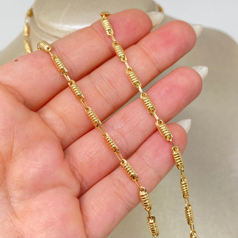 Cadena Rustica Eslabones Diamantados Oro amarillo 18k 7,12 Gr / 3,3 mm / 60 Cm †