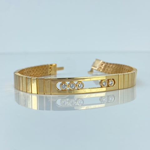 Pulso ● MSS Circones Blancos Oro amarillo 18k +3 / 12,05 Gr / 6,8 mm / 16,8 Cm *