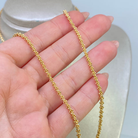 Cadena Cordón Mini Militar Diamantada Oro amarillo 18k +3 / 10 Gr / 2,5 mm / 50 Cm †