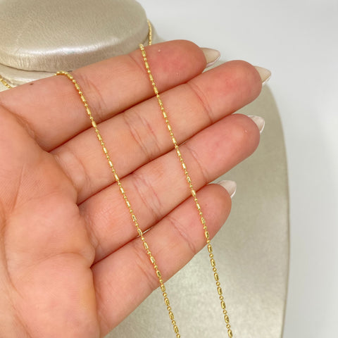 Cadena ● Palito Bolita Diamantada Oro amarillo 18k +3 / 3,17 Gr / 1,2 mm / 45 Cm *