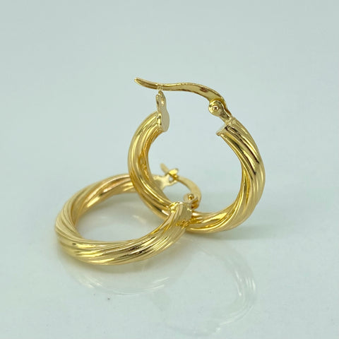 Candongas Entorchadas Lineales Oro amarillo 18k 2,25 Gr / 2,4 Cm