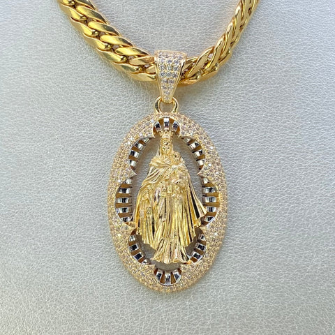Dije Virgen Del Carmen Circones Blancos POR FABRICACION Oro amarillo y Oro blanco 18k 24,8 Gr *