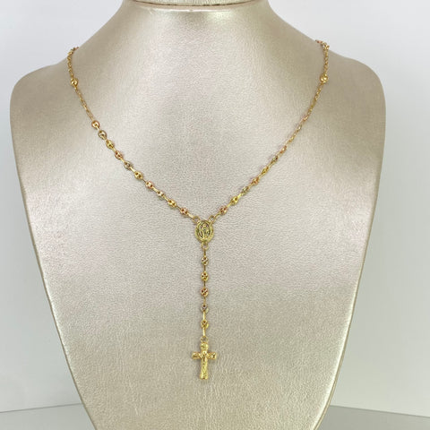 Rosario GC Virgen Milagrosa Tres oros 18k 6,55 Gr / 3,3 mm / 55 Cm †