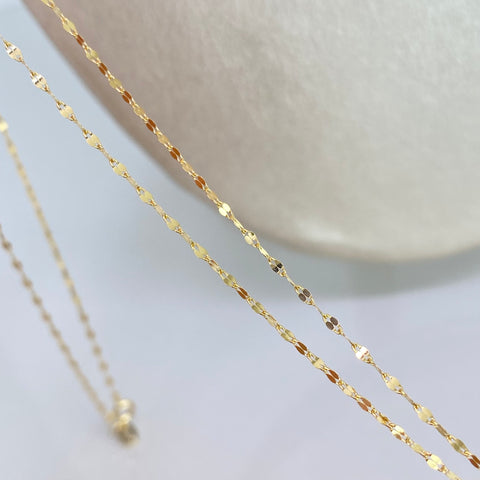 Set Cadena ● Flor Espejo + Dije Cruz Cristo Oro amarillo 18k 1,27 Gr / 1,1 mm / 45 Cm