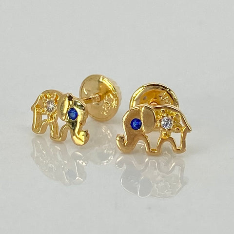 Topos Elefante Circones Blancos Azul Oro amarillo 18k 1,05 Gr / 7,8 mm