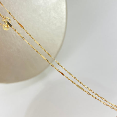 Cadena ● Singapur Plana Oro amarillo 18k +3 / 1,1 Gr / 1 mm / 45 Cm †