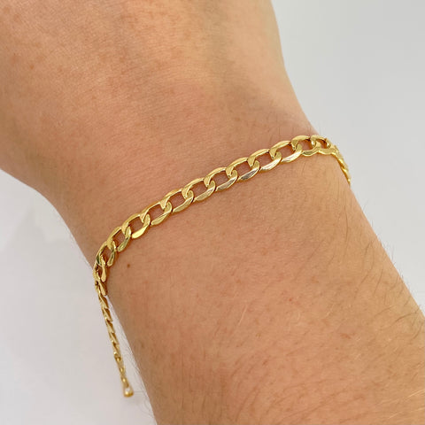 Pulso ● Cubano Oro amarillo 18k +1 / 3,09 Gr / 4,5 mm / 19,6 Cm †