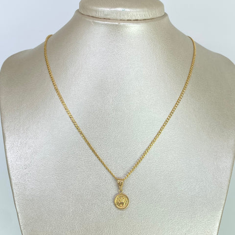 Set Cadena Cubana + Dije Corona RX Oro amarillo 18k 2,23 Gr / 2 mm / 45 Cm *