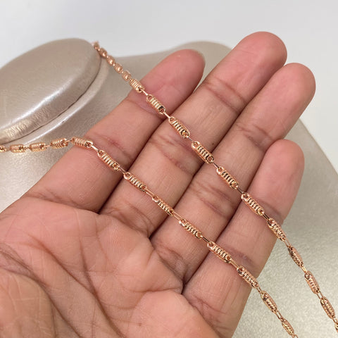 Cadena Rustica Eslabones Diamantados Oro rosa 5,53 Gr / 3 mm / 60 Cm *