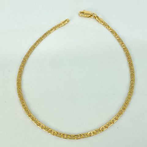 Pulso ● Escalera Plana  Oro amarillo 18k +1 / 2,95 Gr / 2 mm / 19,5 Cm †