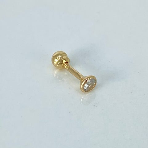 Piercing Bisel Circon Blanco / Oro Amarillo 18k (Joya) / 3mm / 0,26gr / 1cm / (Oreja) †