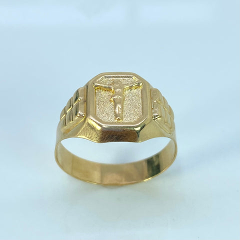 Anillo Cristo Diamantado Oro amarillo 18k / Talla 12 / 4,40 Gr