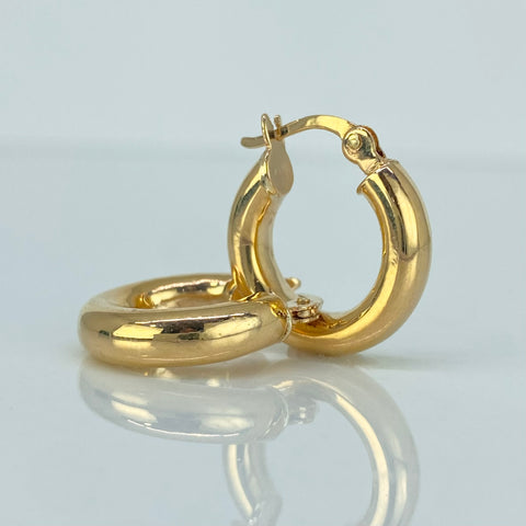 Candongas Redondas Lisas Oro amarillo 18k 2,9 Gr / 1,9 Cm