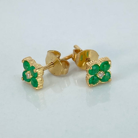 Topos Trebol Esmeralda 25PTS  Oro amarillo 1,45 Gr / 5,4 mm †