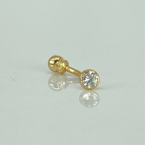 Piercing Circon Blanco / Oro Amarillo 18k (Joya) / 0,32gr / 3mm / (Ceja) *