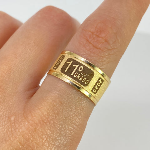 Anillo Argolla Diamantada PROM 11° Oro amarillo 18k / Talla 9 1/2 / 3,07 Gr *