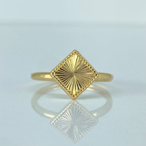 Anillo Rombo Diamantado Oro amarillo 18k / Talla 6 3/4 / 1,35 Gr *