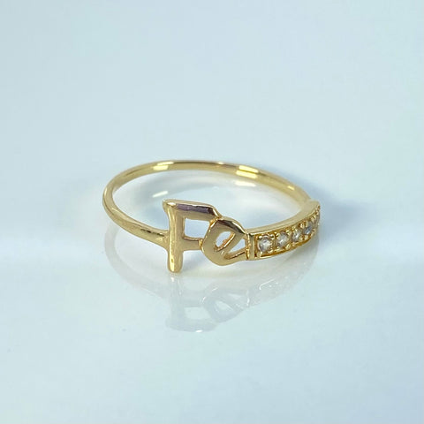 Anillo Fé Circones Blancos Oro amarillo 18k / Talla 5 1/2 / 1,08 Gr