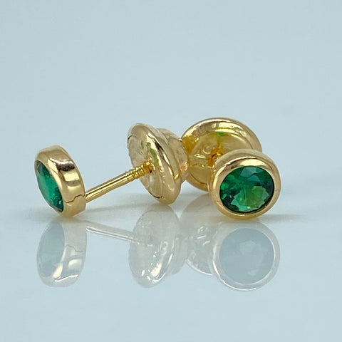 Topos Bisel Circones Verdes Oro amarillo 0,85 Gr / 4,6 mm