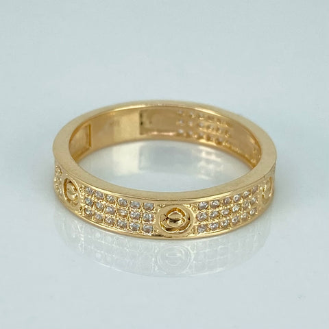Anillo Tornillos CT Circones Blancos Oro amarillo 18k / Talla 8 / 3,65 Gr
