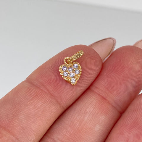 Dije Corazon Circones Blancos Oro amarillo 0,55 Gr / 1,4 Cm *