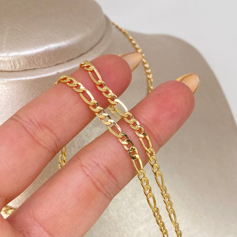 Cadena ● Tres Por Uno 3x1 Oro amarillo 18k 6,18 Gr / 3,3 mm / 60 Cm *