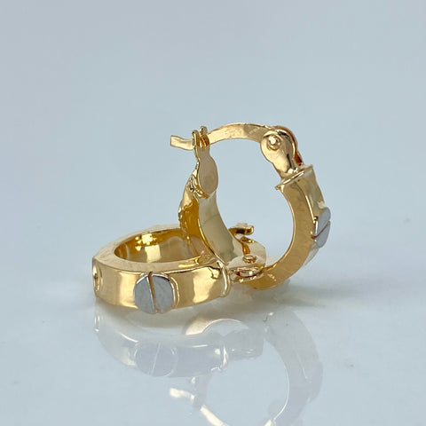 Candongas Tornillos CT  Oro amarillo y Oro blanco 18k 1,52 Gr / 1,3 Cm *