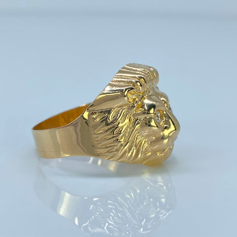 Anillo Cara León Circones Blancos Oro amarillo 18k / Talla 12 3/4 / 4,9 Gr