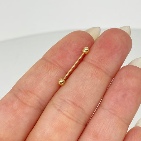 Piercing Bola Lisa 3mm / Oro Amarillo 18k (Joya) / 0,36gr / 2cm / (Pezon) *