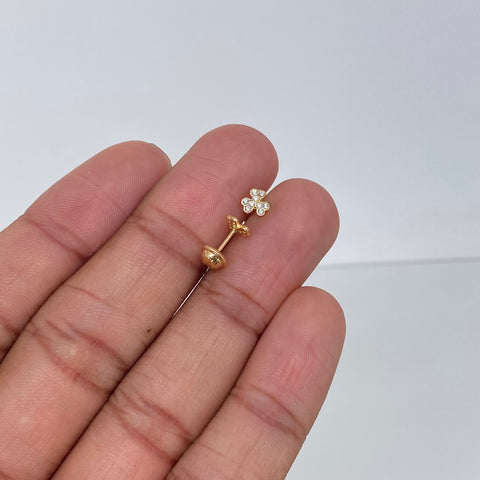 Topos Flor Circones Blancos Oro amarillo 0,8 Gr / 5,2 mm †