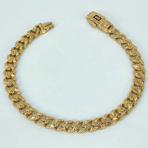 Pulso ● Cubano Monaco Diamantado Oro amarillo 18k +3 / 9,05 Gr / 6 mm / 18,5 Cm *