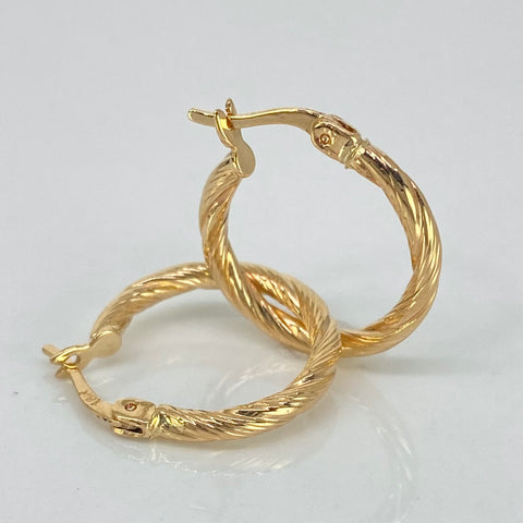 Candongas Entorchadas Lineales Oro amarillo 18k 1,4 Gr / 2 Cm  *