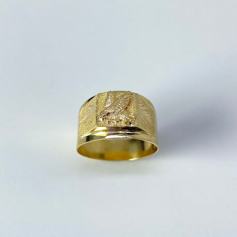 Anillo Aguila Cuadro Diamantado Oro amarillo 18k / Talla 11 1/4 / 4,72 Gr